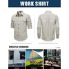JEMITOP Mens Casual Vintage Stretch Long Sleeve Work Shirt(Tan)