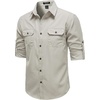 JEMITOP Mens Casual Vintage Stretch Long Sleeve Work Shirt(Tan)