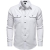 JEMITOP Mens Casual Vintage Stretch Long Sleeve Work Shirt(White)