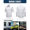 JEMITOP Mens Casual Vintage Stretch Long Sleeve Work Shirt(White)