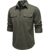 JEMITOP Mens Vintage Stretch Work Cargo Shirts(Army Green)