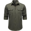 JEMITOP Mens Vintage Stretch Work Cargo Shirts(Army Green)