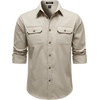 JEMITOP Mens Vintage Stretch Work Cargo Shirts(Beige)