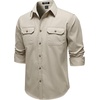 JEMITOP Mens Vintage Stretch Work Cargo Shirts(Beige)