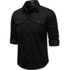 JEMITOP Mens Vintage Stretch Work Cargo Shirts(Black)
