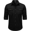 JEMITOP Mens Vintage Stretch Work Cargo Shirts(Black)