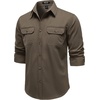 JEMITOP Mens Vintage Stretch Work Cargo Shirts(Brown)