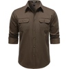JEMITOP Mens Vintage Stretch Work Cargo Shirts(Dark Brown)