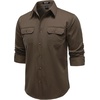 JEMITOP Mens Vintage Stretch Work Cargo Shirts(Dark Brown)
