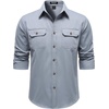 JEMITOP Mens Vintage Stretch Work Cargo Shirts(Dusty Blue)