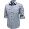 JEMITOP Mens Vintage Stretch Work Cargo Shirts(Dusty Blue)
