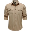 JEMITOP Mens Vintage Stretch Work Cargo Shirts(Light Khaki)