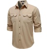 JEMITOP Mens Vintage Stretch Work Cargo Shirts(Light Khaki)