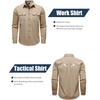 JEMITOP Mens Vintage Stretch Work Cargo Shirts(Light Khaki)