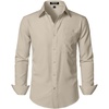 JEMITOP Men Stretch Business Casual Dress Shirts(Tan)