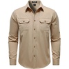 JEMITOP Mens Vintage Stretch Work Cargo Shirts(Light Khaki)