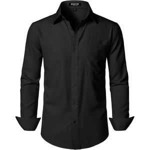 JEMITOP Men Stretch Business Casual Dress Shirts(Black)