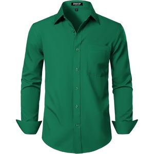 JEMITOP Men Stretch Business Casual Dress Shirts(Green)