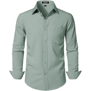 JEMITOP Men Stretch Business Casual Dress Shirts(Light Green)