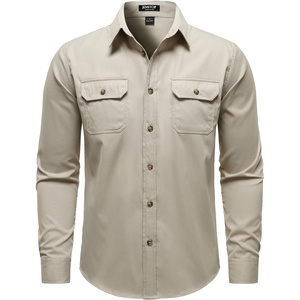JEMITOP Mens Vintage Stretch Work Cargo Shirts(Beige)