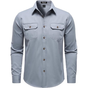 JEMITOP Mens Vintage Stretch Work Cargo Shirts(Dusty Blue)