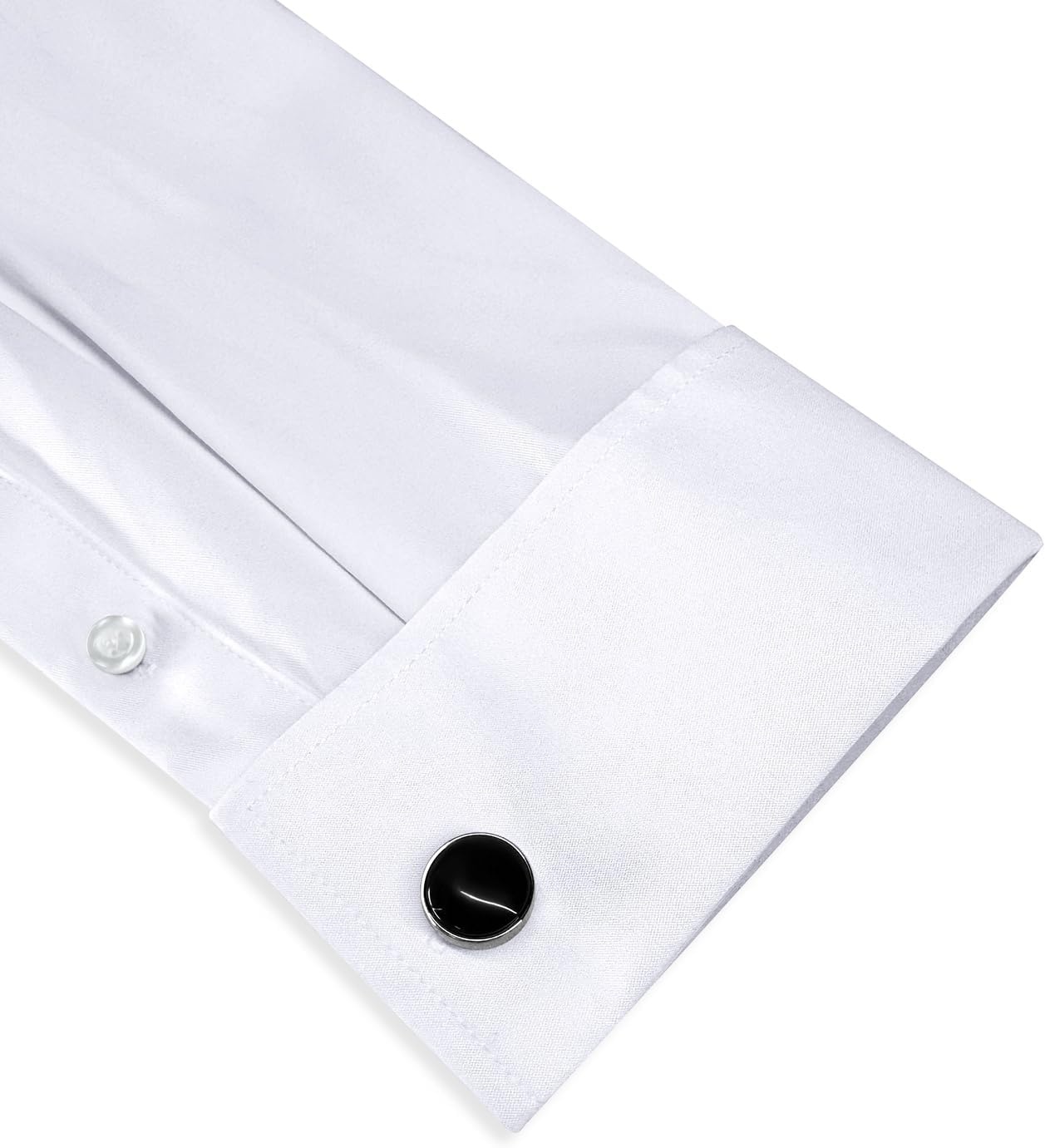 image:imageJEMITOP Mens French Cuff Dress Shirt Regular FitClassic White