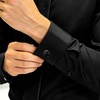 JEMITOP Mens French Cuff Dress Shirt Regular Fit(Black)