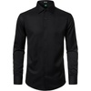JEMITOP Mens French Cuff Dress Shirt Regular Fit(Black)