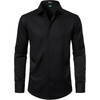 JEMITOP Mens French Cuff Dress Shirt Regular Fit(Black)