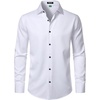 JEMITOP Mens French Cuff Dress Shirt Regular Fit(Modern White)