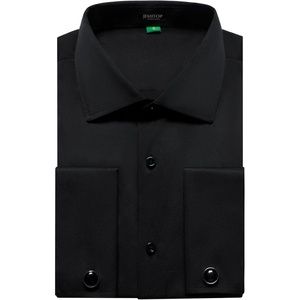 JEMITOP Mens French Cuff Dress Shirt Regular Fit(Black)