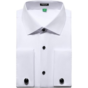 JEMITOP Mens French Cuff Dress Shirt Regular Fit(Modern White)