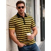 JEMITOP Men Stretch Knit Slim Fit Polo Shirt(Yellow Black Striped)