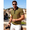 JEMITOP Men Stretch Knit Slim Fit Polo Shirt(Yellow Black Striped)