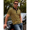JEMITOP Men Stretch Knit Slim Fit Polo Shirt(Yellow Black Striped)