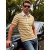 JEMITOP Men Stretch Knit Slim Fit Polo Shirt(Yellow White Striped)