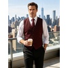 JEMITOP Men’s Lightweight Texture Slim Fit Suit Dress Vest(Burgundy)