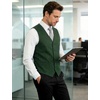 JEMITOP Men’s Lightweight Texture Slim Fit Suit Dress Vest(Dark Green)