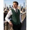 JEMITOP Men’s Lightweight Texture Slim Fit Suit Dress Vest(Dark Green)