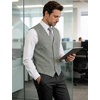JEMITOP Men’s Lightweight Texture Slim Fit Suit Dress Vest(Light Green)