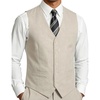 JEMITOP Men’s Lightweight Texture Slim Fit Suit Dress Vest(Beige)