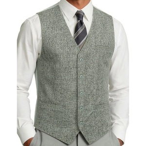 JEMITOP Men’s Lightweight Texture Slim Fit Suit Dress Vest(Light Green)