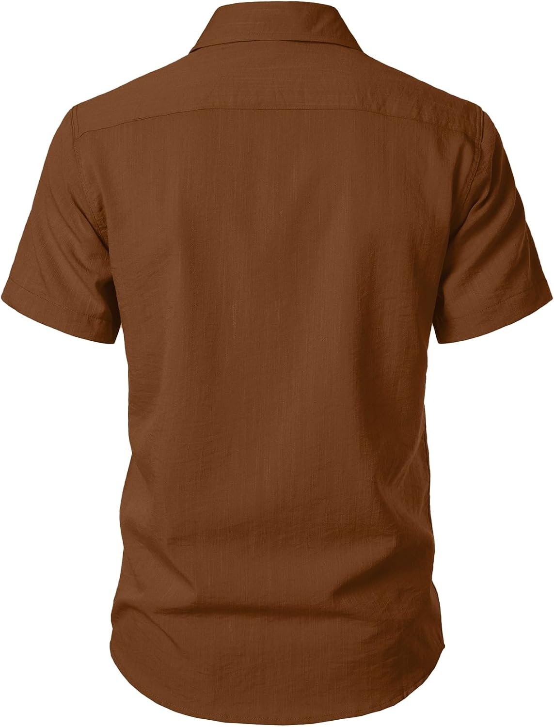 image:imageJEMITOP Mens Stretch Textured Short Sleeve Casual ShirtBurnt Brown