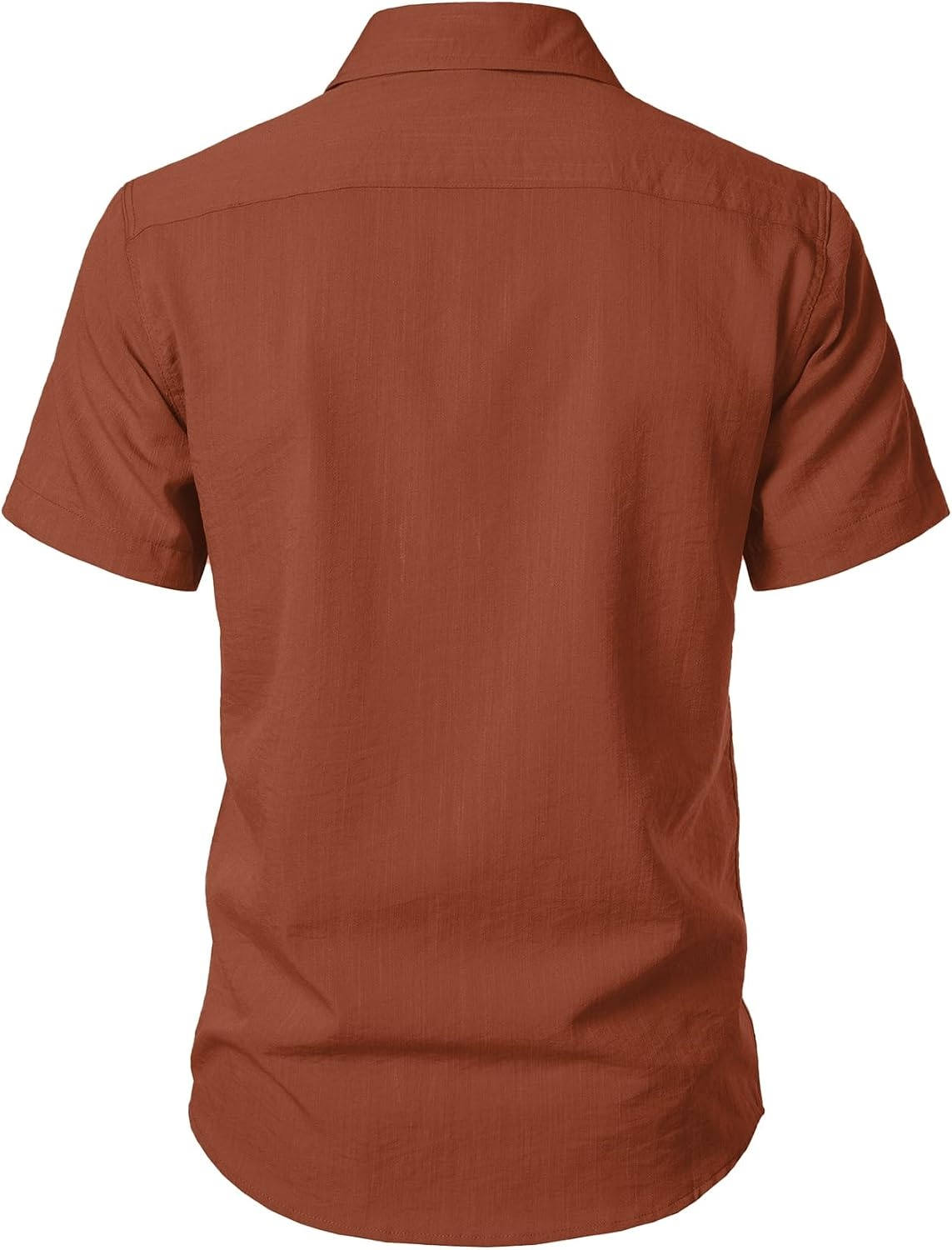 image:imageJEMITOP Mens Stretch Textured Short Sleeve Casual ShirtBurnt Orange