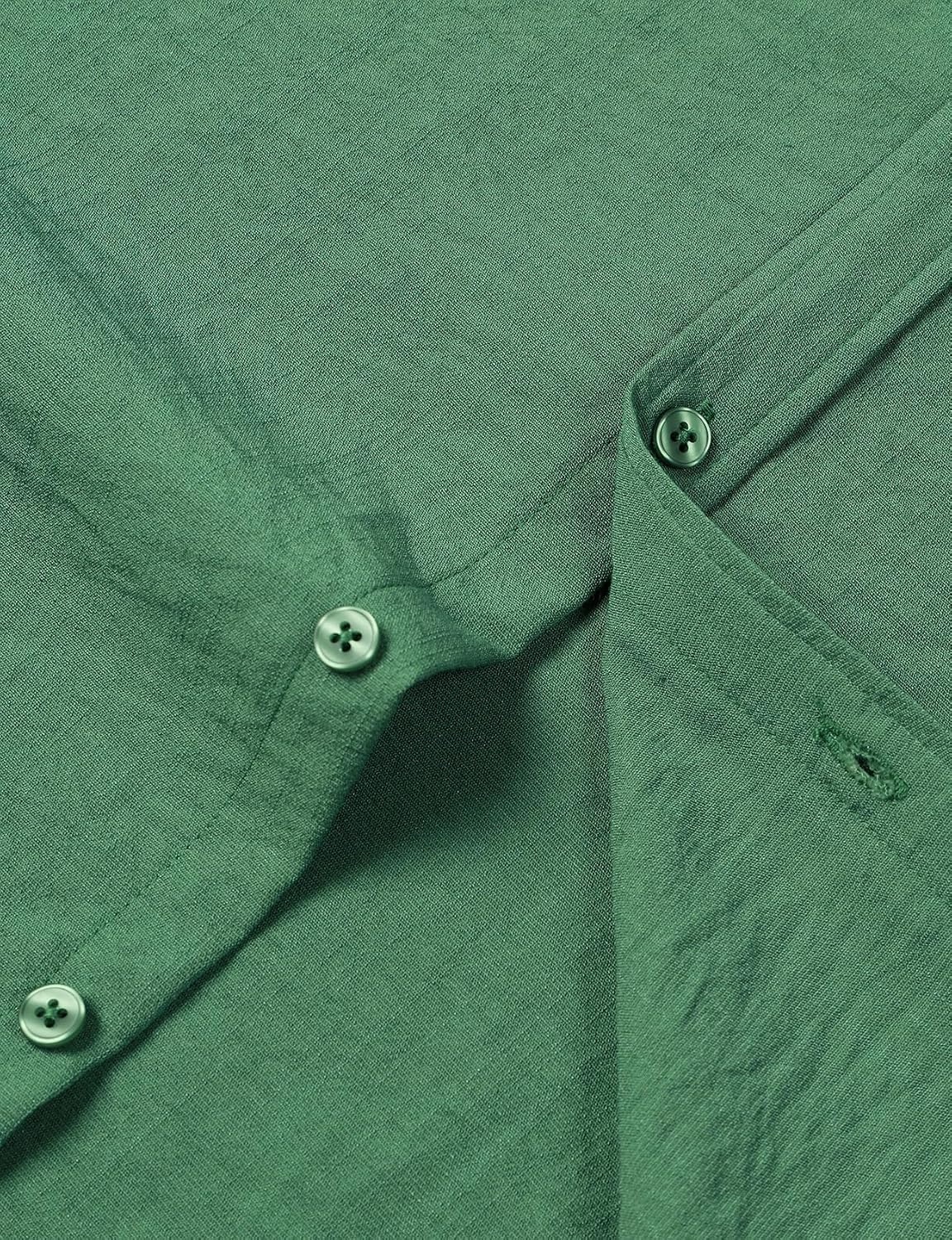 image:imageJEMITOP Mens Stretch Textured Short Sleeve Casual ShirtDark Green