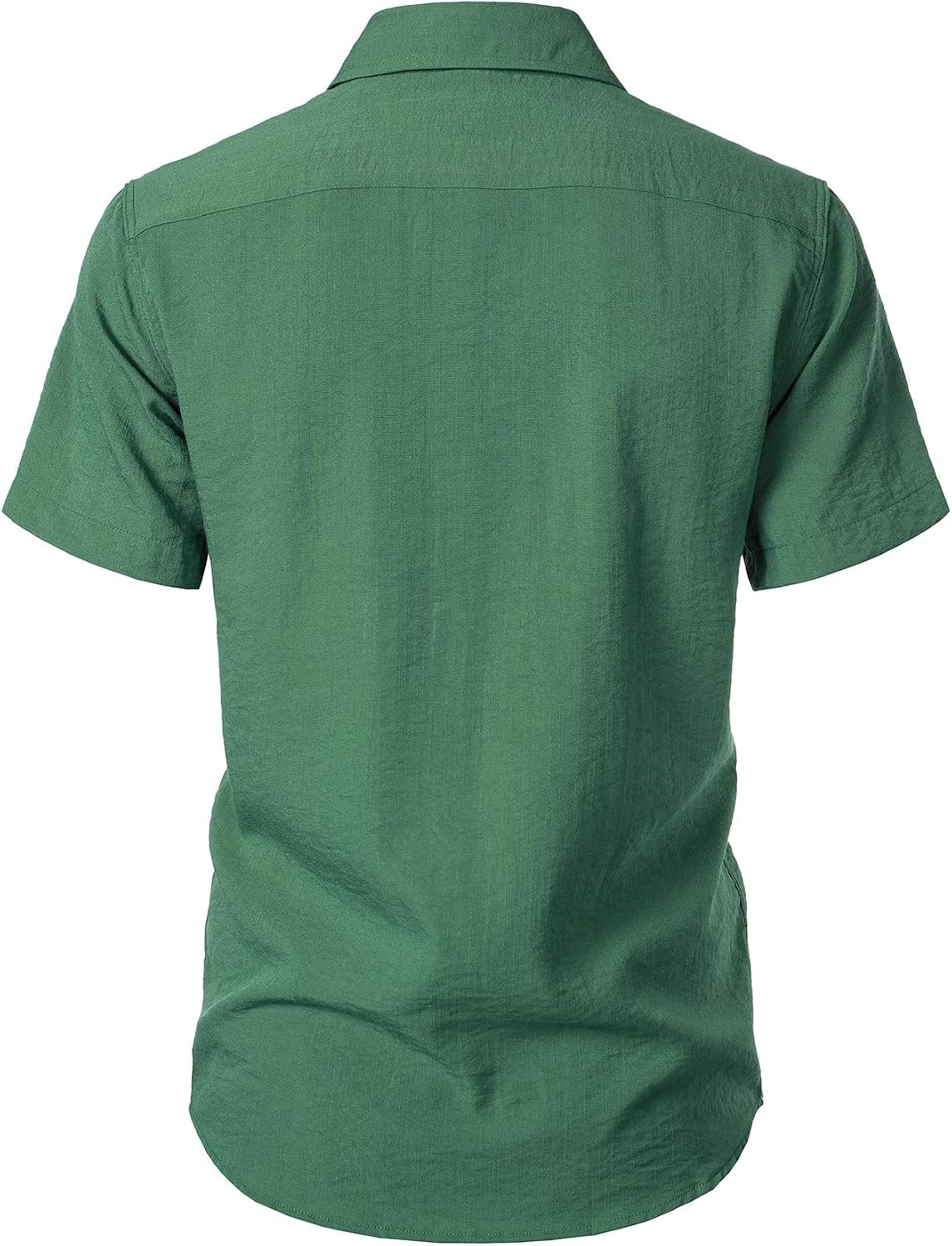 image:imageJEMITOP Mens Stretch Textured Short Sleeve Casual ShirtDark Green