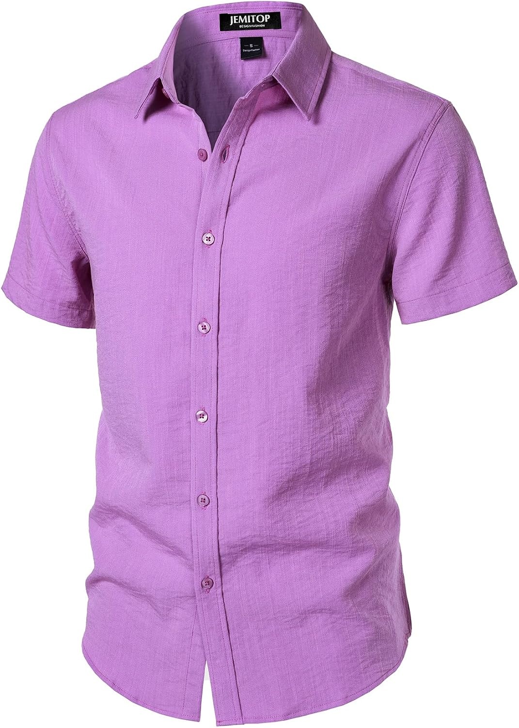 image:imageJEMITOP Mens Stretch Textured Short Sleeve Casual ShirtPurple Red
