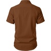 JEMITOP Mens Stretch Textured Short Sleeve Casual Shirt(Burnt Brown)