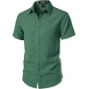 JEMITOP Mens Stretch Textured Short Sleeve Casual Shirt(Dark Green)