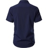 JEMITOP Mens Stretch Textured Short Sleeve Casual Shirt(Navy Blue)